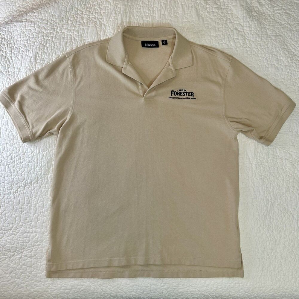 VTG Old Forrester Polo Shirt Embroidered Men’s Large Tan Golf Shirt